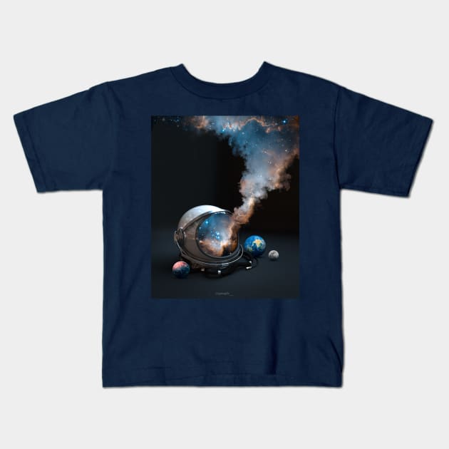 Galaxy helmet Kids T-Shirt by sidomatic